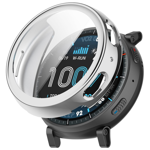 Puzdro 2 v 1 s ochrannou fóliou na displej pre Amazfit Active Max, strieborné