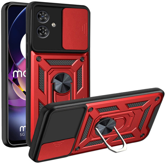 Obal na mobil pre Motorola Moto G54 5G, CamShield Slide, červené