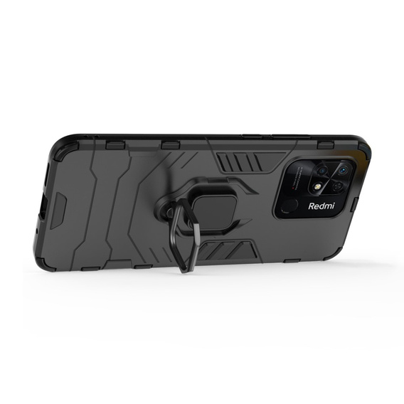 Obal na mobil pre Xiaomi Redmi 10C, Kickstand Ring, čierne