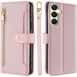 Klapkové puzdro pre Samsung Galaxy A25 5G, Wallet Zipper Pocket, ružové