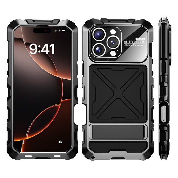 Obrnené puzdro pre iPhone 16 Pro, R-JUST, čierne