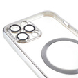 Puzdro pre iPhone 12 Pro, Electro MagSafe, strieborné + sklo na displej