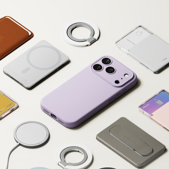 Puzdro Ringke pre iPhone 17 Pro Max, silikónové magnetické puzdro MagSafe, svetlo fialové