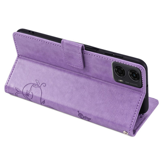 Klapkové puzdro pre Motorola Moto E14, Butterfly, fialové