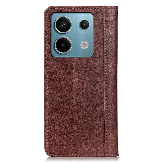 Obal na mobil pre Xiaomi Redmi Note 13 Pro 5G, Wallet Litchi Leather, hnedé