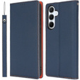Klapkové puzdro pre Samsung Galaxy S25, Litchi Skin Grain, tmavomodré