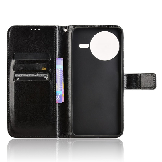 Klapkové puzdro pre Xiaomi Poco F7 Ultra, Crazy Horse Wallet, čierne