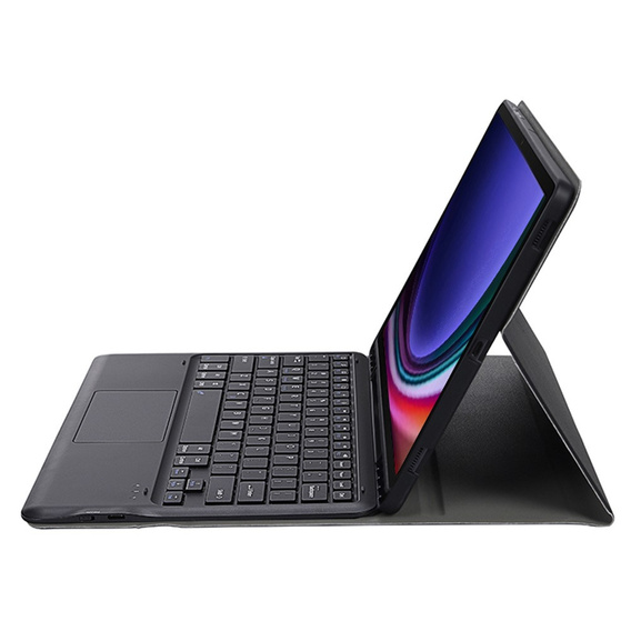 Puzdro + klávesnica Samsung Galaxy Tab S9+, Leather Pen Slot TouchPad, čierne