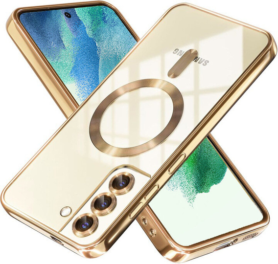 Puzdro pre Samsung Galaxy S21 FE, Electro MagSafe, zlaté + sklo na displej