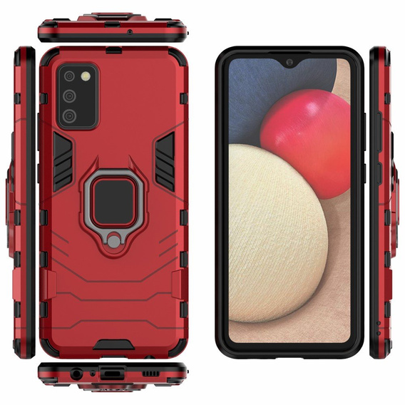 Obal na mobil pre Samsung Galaxy A02S, Kickstand Ring, červené