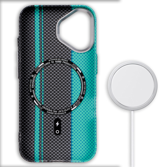 Puzdro pre iPhone 16, Carbon Fiber MagSafe, čierna / modrá