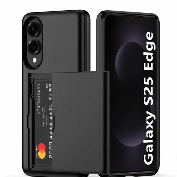 Obal na mobil pre Samsung Galaxy S25 Edge, Sliding Card Holder, čierne