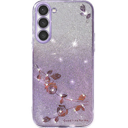 Puzdro pre Samsung Galaxy S23, Glitter Flower, fialové