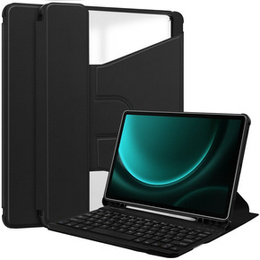 Puzdro s klávesnicou pre Samsung Galaxy Tab S9 FE+ Plus, Rotary 360° Leather, čierne