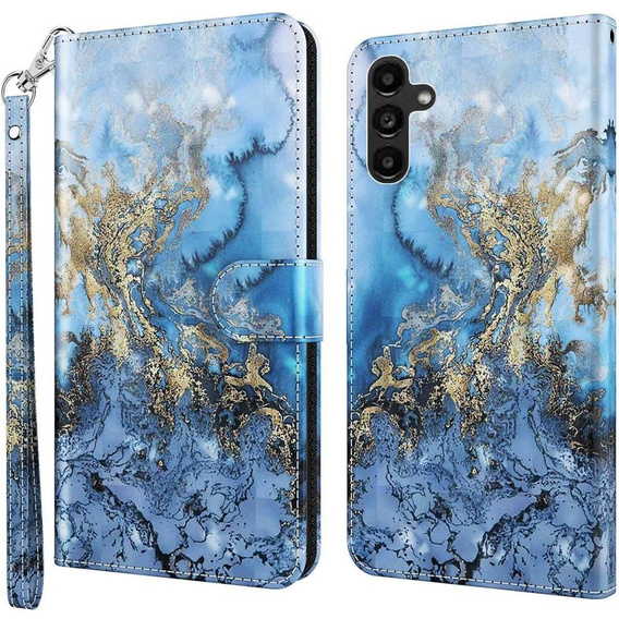 Klapkové puzdro pre Samsung Galaxy A14 4G/5G, Wallet Marble, modré
