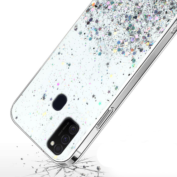 Obal na mobil pre Samsung Galaxy M21, Glittery, priehľadné