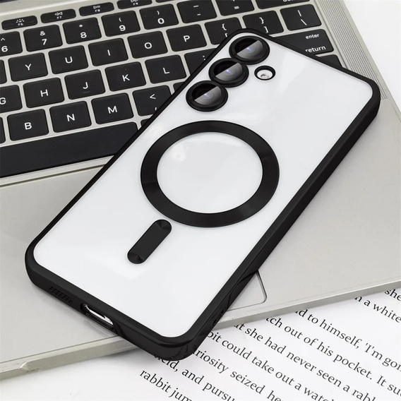 Puzdro pre Samsung Galaxy A55 5G, Electro MagSafe, čierne + sklo na displej