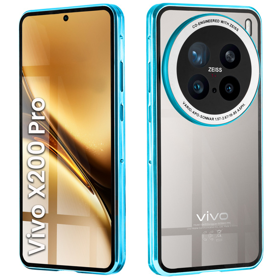 Puzdro pre Vivo X200 Pro 5G, Magnetic Dual Glass, modré
