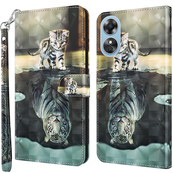 Klapkové puzdro pre Oppo A17, Wallet, Cat & Tiger