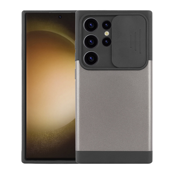 Obal na mobil pre Samsung Galaxy S24 Ultra, ERBORD MagProtect Slide Camera, sivé gunmetal