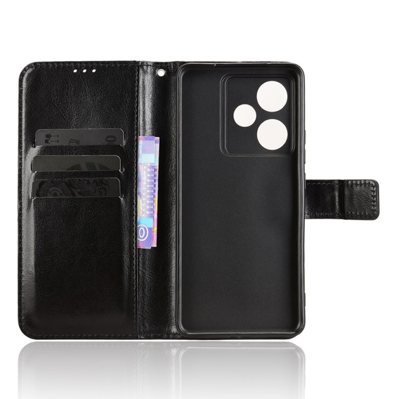 Klapkové puzdro pre Realme GT 7 / 7T, Crazy Horse Wallet, čierne