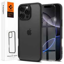 Puzdro Spigen pre iPhone 16 Pro Max, Ultra Hybrid, transparentné / čierne + tvrdené sklo 9H