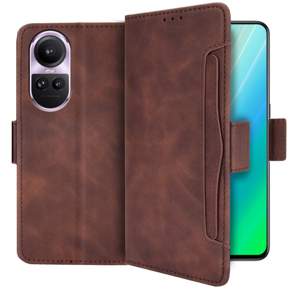 Klapkové puzdro pre Oppo Reno 10 / 10 Pro, Card Slot, hnedé