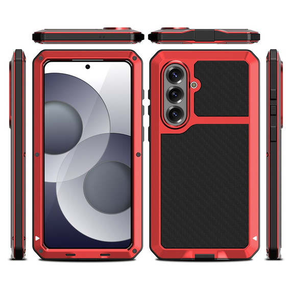 Puzdro s integrovaným sklom pre Samsung Galaxy S26 Plus, červené