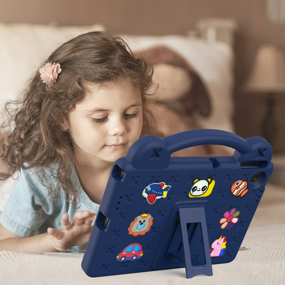 Detské puzdro pre Lenovo Tab TB311FU, Cute Patterns, so stojanom, tmavomodré