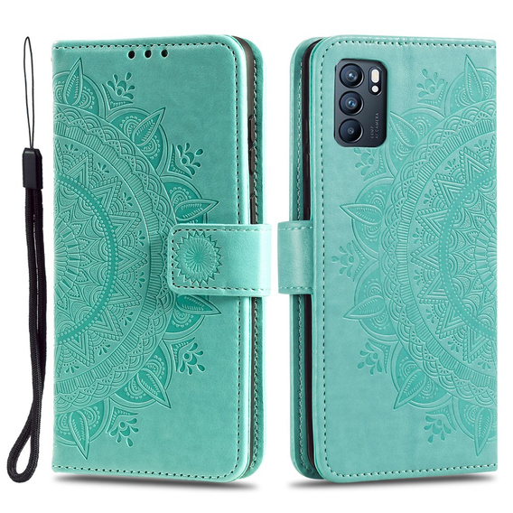 Klapkové puzdro pre Oppo Reno6 5G, Mandala, zelený