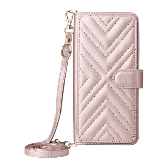 Puzdro s chlopňou pre Oppo Reno 13 Pro 5G, Crossbody Leather Wallet, ružové