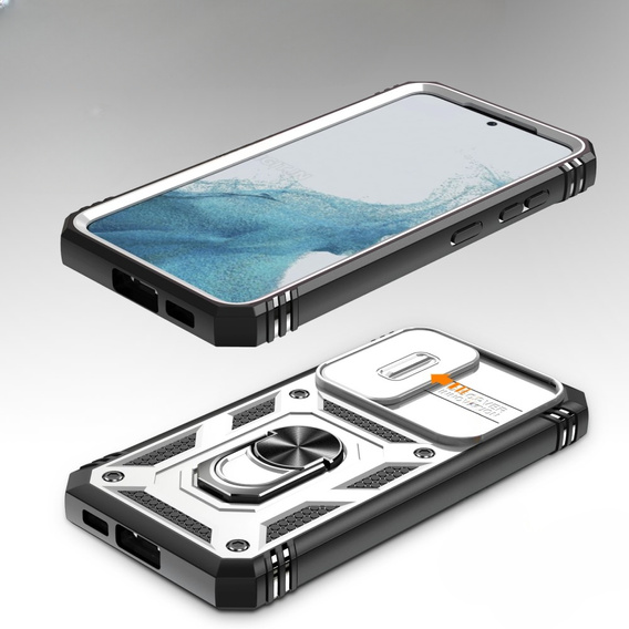 Obal na mobil pre Samsung Galaxy S23, CamShield Slide, CamShield Slide, biele / čierne
