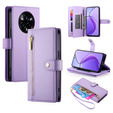 Klapkové puzdro pre Realme 14 Pro+ 5G, Wallet Zipper Pocket, fialové