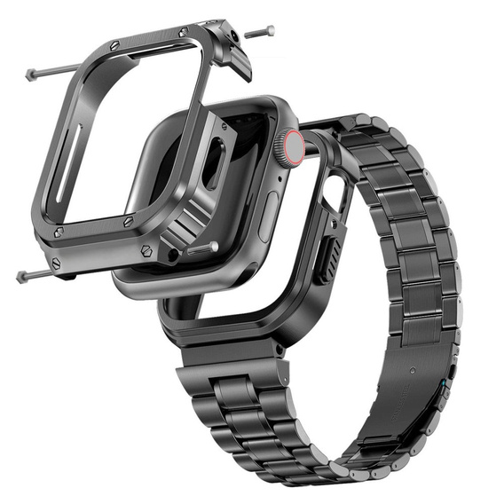 Oceľový náramok s puzdrom pre Apple Watch 7/8/9 45MM, strieborná / zlatá