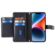 Klapkové puzdro pre iPhone 15, Wallet Zipper Pocket, čierne