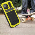 Puzdro pre iPhone 15, R-JUST, pancierované, žlté / čierne