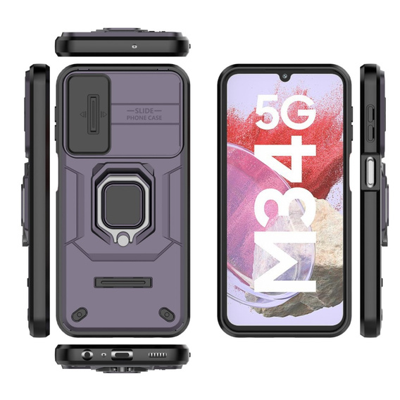 Puzdro pre Samsung Galaxy M34, KickStand Camera Lens, fialové