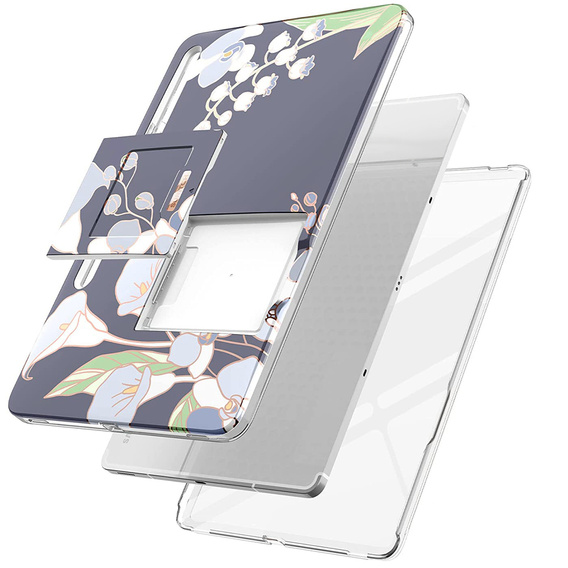 Obal na mobil pre Samsung Galaxy Tab S7 FE, Suritch Full Body Flowers, sivé