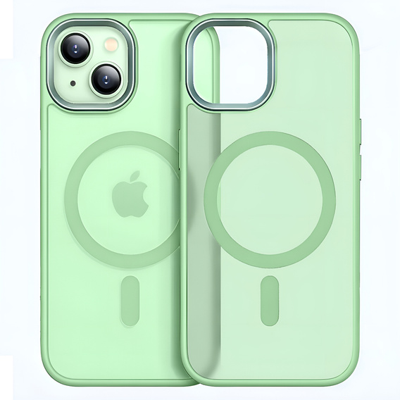 Puzdro pre iPhone 15, pre MagSafe, ERBORD Matt Case, zelený + sklo na displej