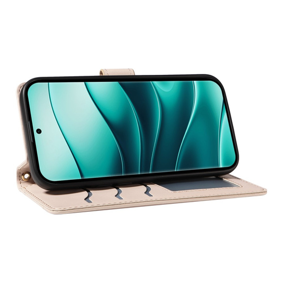 Puzdro s chlopňou pre Xiaomi Redmi Note 14 Pro 5G / Xiaomi Redmi Note 14 Pro+ 5G / Xiaomi Poco X7 5G, Rhombus Crossbody Leather, béžové