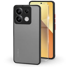Silikónové puzdro pre Xiaomi Redmi Note 13 5G, s ochranou fotoaparátu, transparentné / čierne + tvrdené sklo 9H