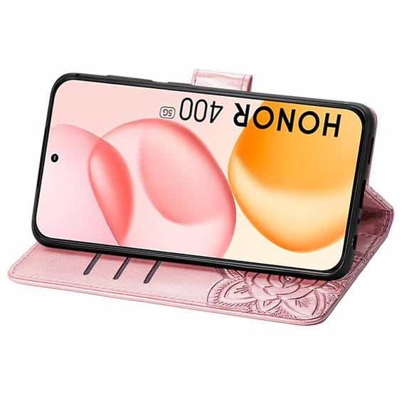 Klapkové puzdro pre Honor 400 5G, Butterfly, ružové rose gold