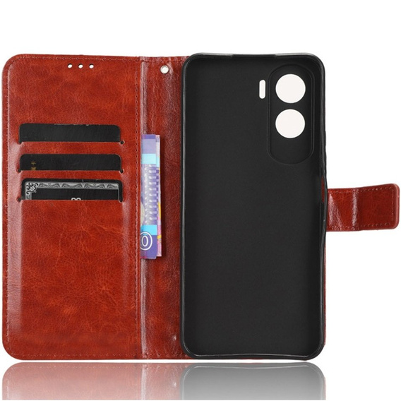Klapkové puzdro pre Honor 90 Lite 5G, Crazy Horse Wallet, hnedé