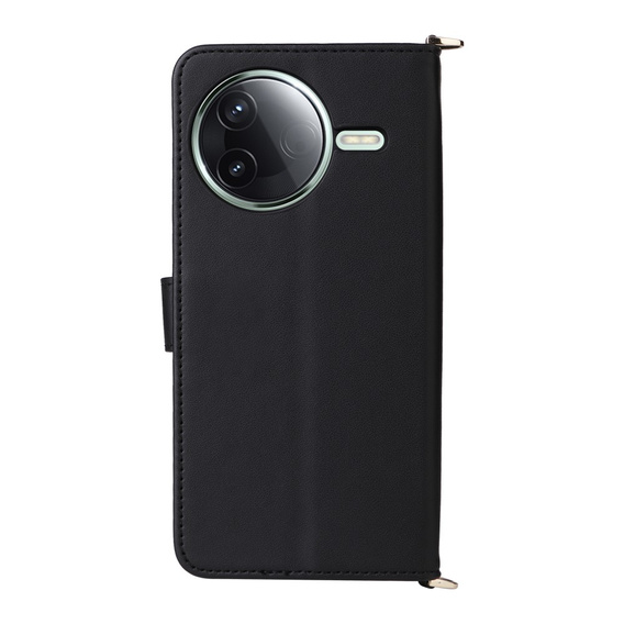 Puzdro s chlopňou pre Xiaomi Poco F7 Ultra, Crossbody Leather Wallet, čierne