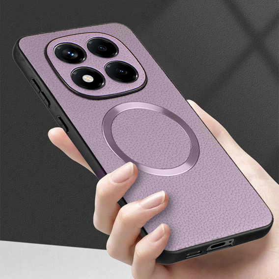 Obal na mobil pre Xiaomi Redmi Note 14 Pro 5G, Leather Hybrid MagSafe, fialové