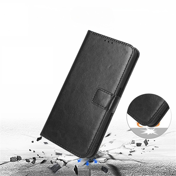Klapkové puzdro pre Realme Note 70T 4G, Crazy Horse Wallet, čierne
