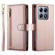 Klapkové puzdro pre Xiaomi 14T Pro, Wallet Zipper Pocket, ružové