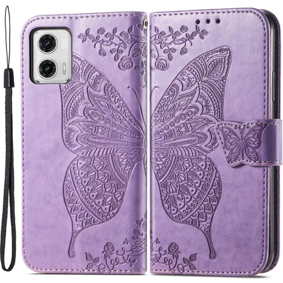 Klapkové puzdro pre Motorola Moto G73 5G, Butterfly, fialové