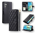 Puzdro s chlopňou pre Samsung Galaxy A16, Rhombus Crossbody Leather, čierne