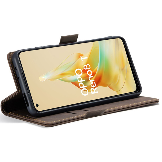 Puzdro pre Oppo Reno8 T 4G, ERBORD Vintage, peňaženka s chlopňou, káva